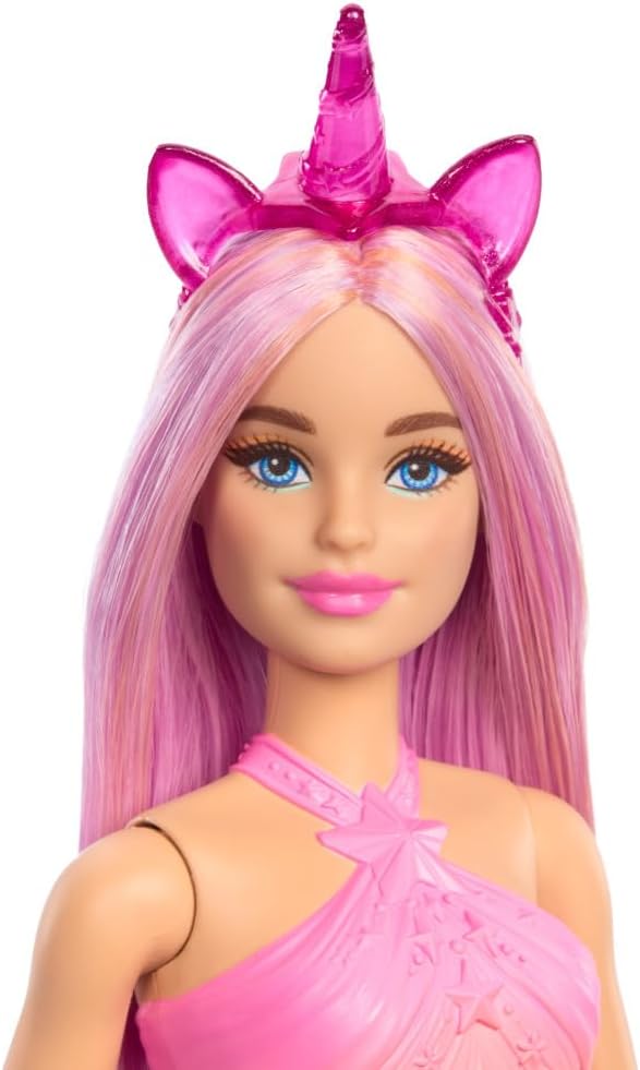Muñeca Barbie Unicornio con pelo rosa de fantasía | Lleva un atuend...