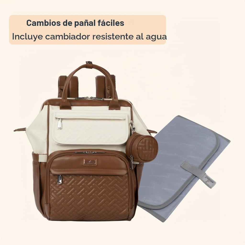 BabbleRoo Mochila de Pañales de Cuero, Bolsas Grandes Multifunciona...