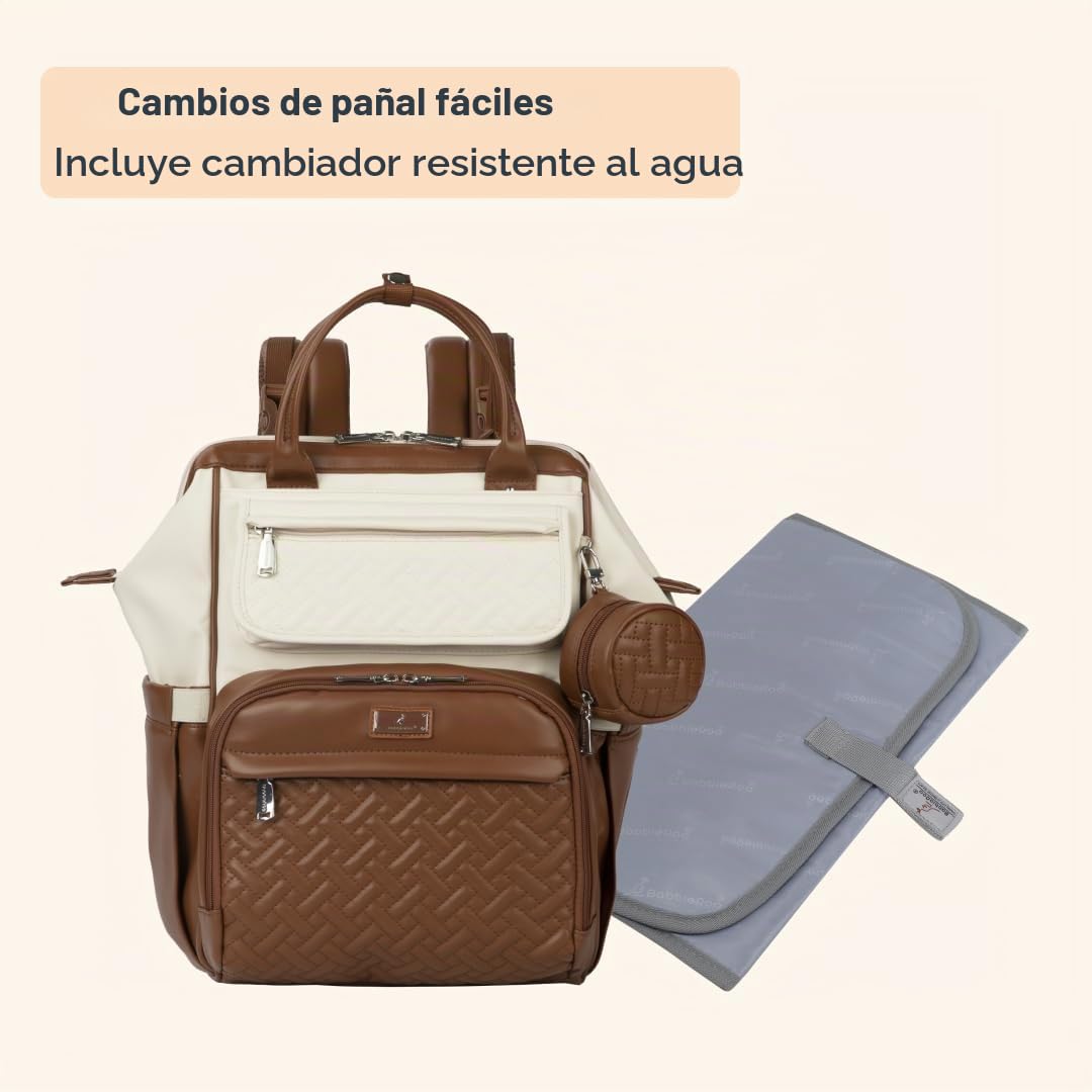 BabbleRoo Mochila de Pañales de Cuero, Bolsas Grandes Multifunciona...