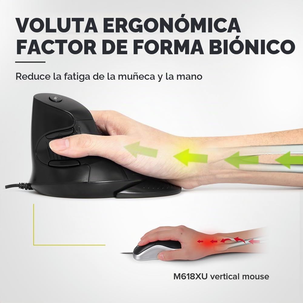 DELUX Ratón vertical ergonómico con cable, para manos medianas | Re...