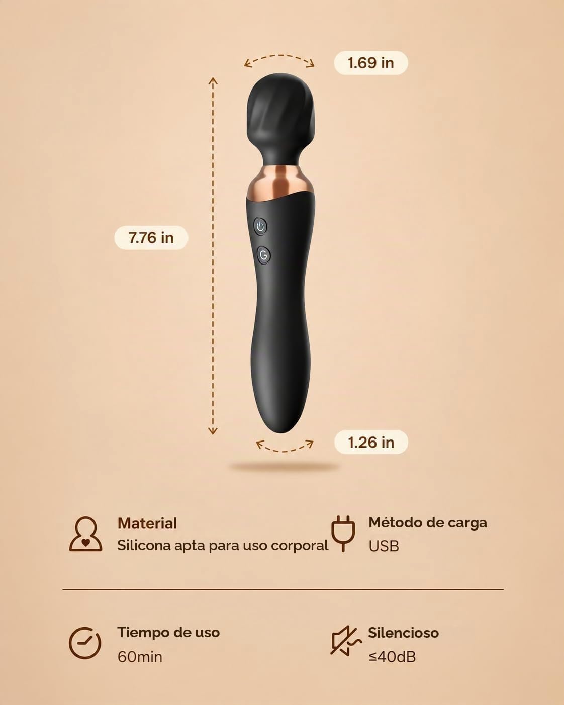 MOOLIGIRL Masajeador de mano vibrador de doble extremo, herramienta...