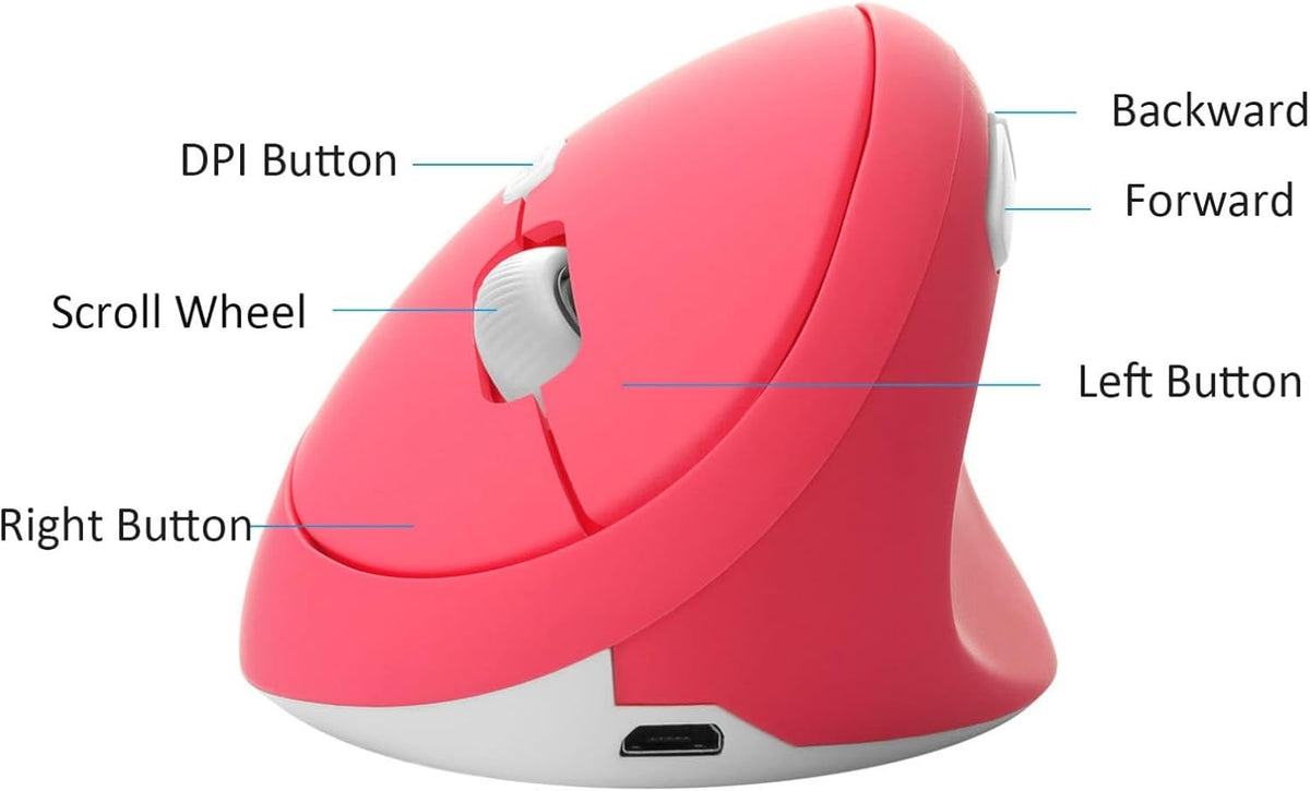 Thanice Ratón inalámbrico vertical, 2.4G recargable, ergonómico, de...