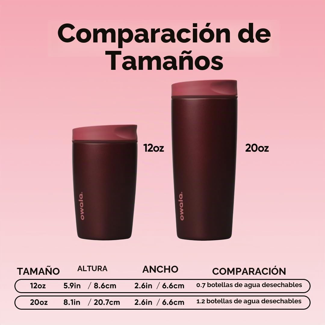 Owala SmoothSip Slider - Vaso de café de acero inoxidable con aisla...