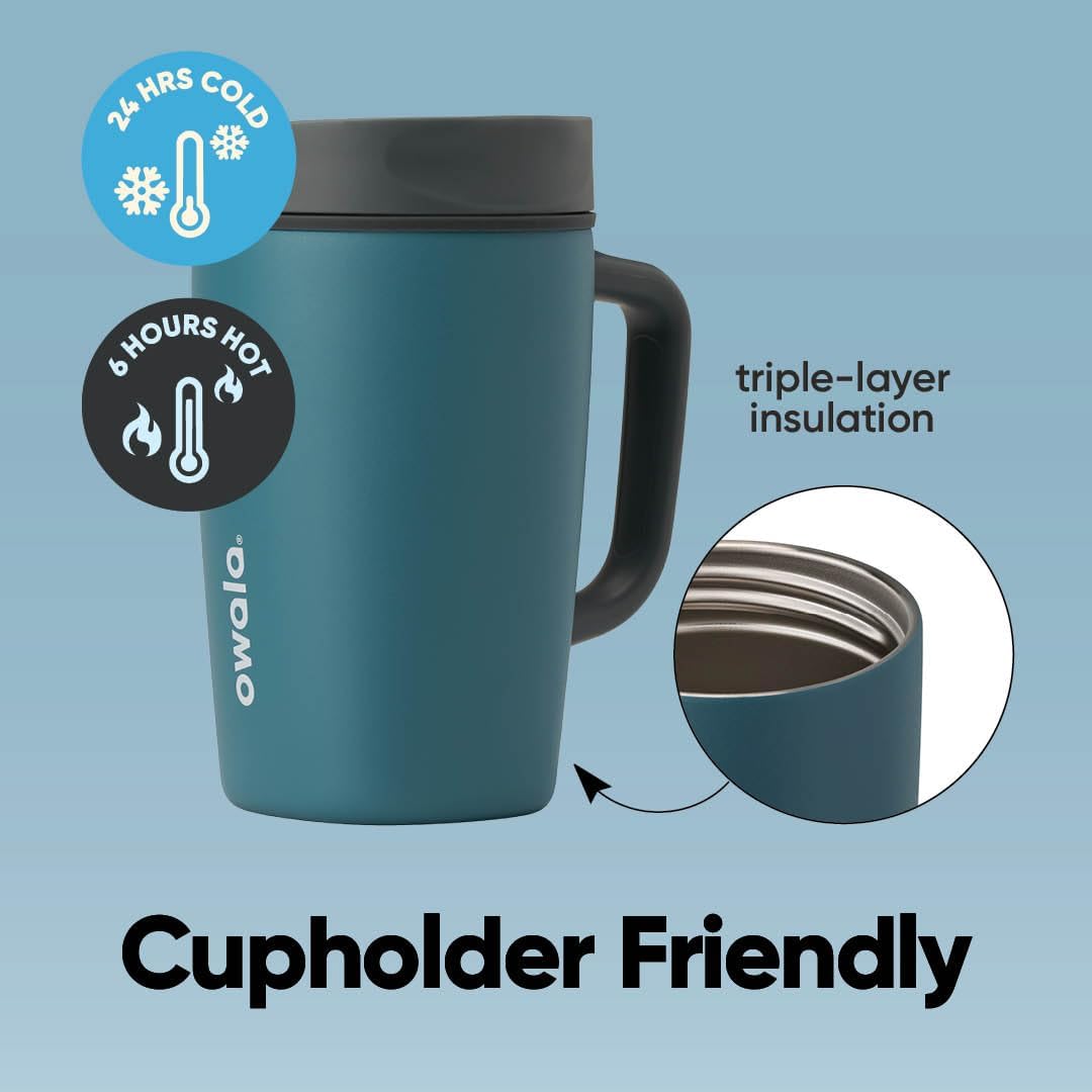 Owala SmoothSip Slider - Taza de viaje aislada de acero inoxidable...