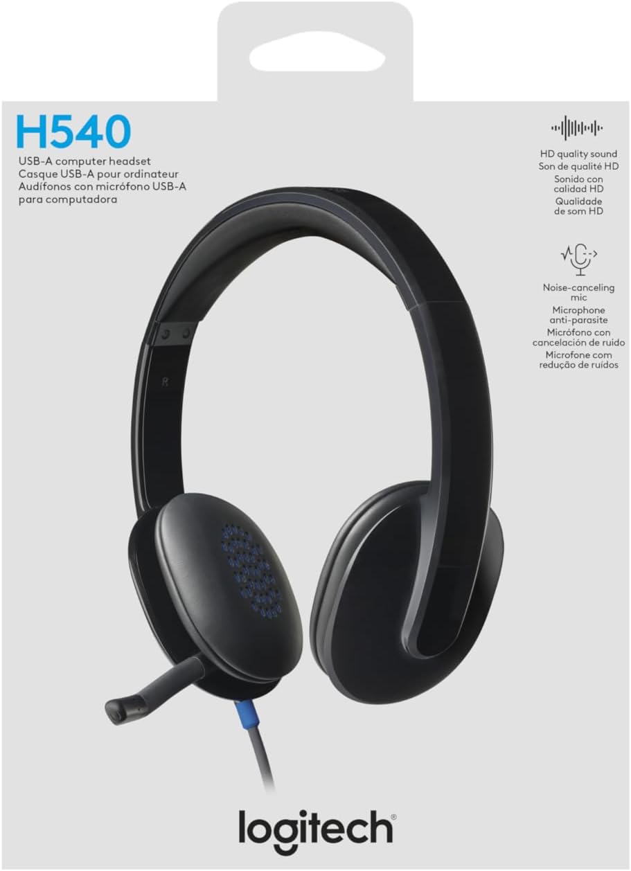 Logitech H540 - Auriculares USB con reducción de ruido de fondo par...