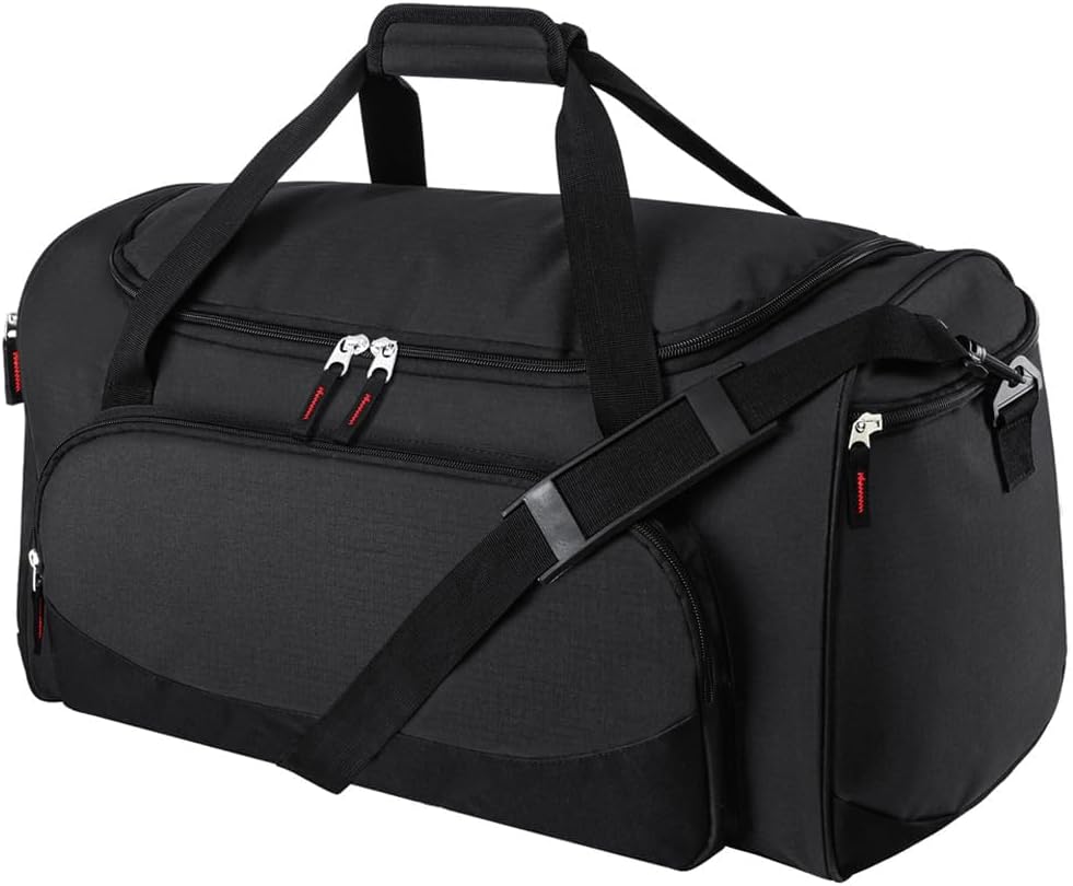 Bolsa de gimnasio Uarition - Bolsa de lona grande de 55 L negra duradera para viajes, entrenamiento, fitness y deporte, Negro