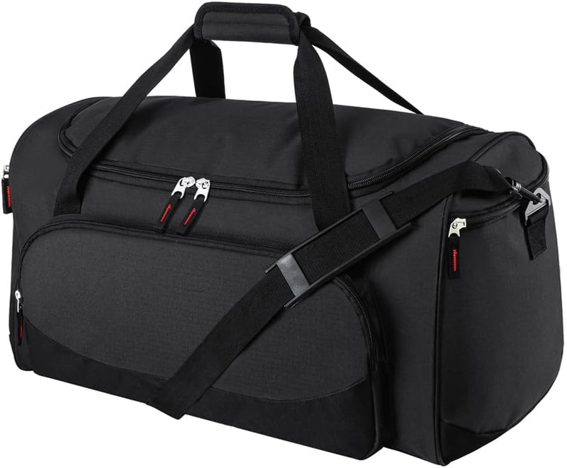 Bolsa de gimnasio Uarition - Bolsa de lona grande de 55 L negra duradera para viajes, entrenamiento, fitness y deporte, Negro