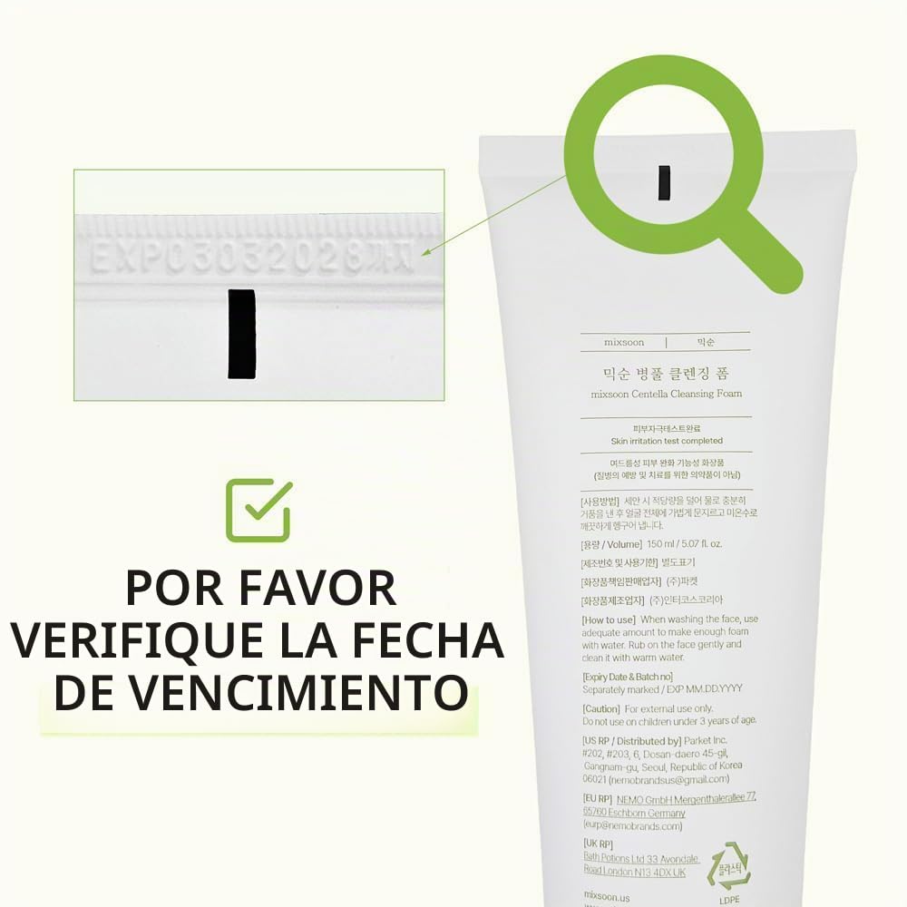 mixsoon Centella - Jabón facial de espuma limpiadora con cica, limp...