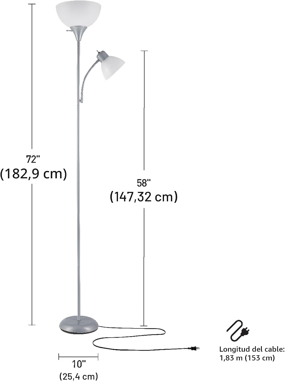 Globe Electric 67134 72 pulgadas Torchiere - Lámpara de pie con luz...