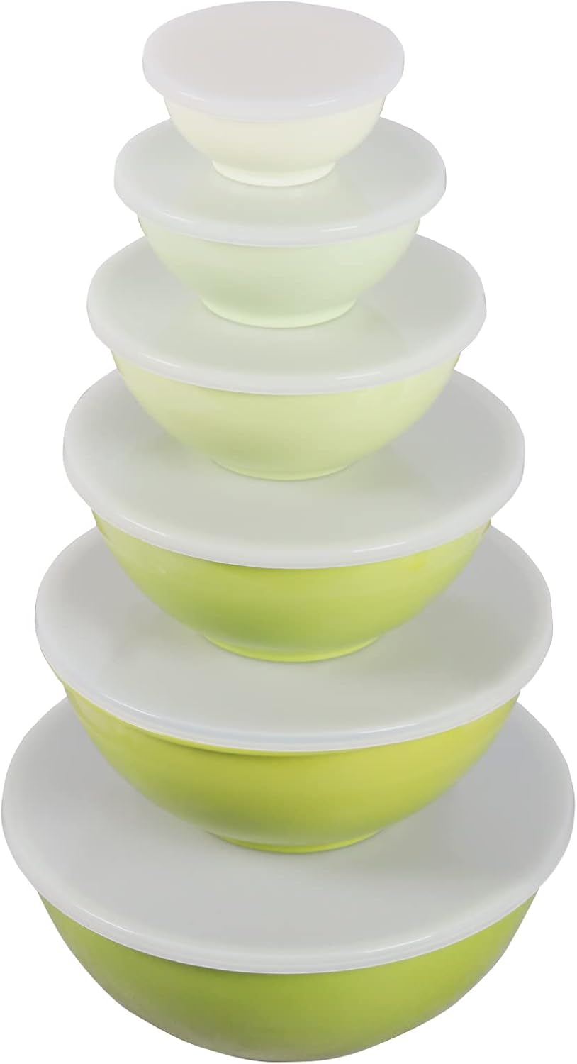 LOK-OSEMILE Tazones de melamina para mezclar con tapas, juego de 12...