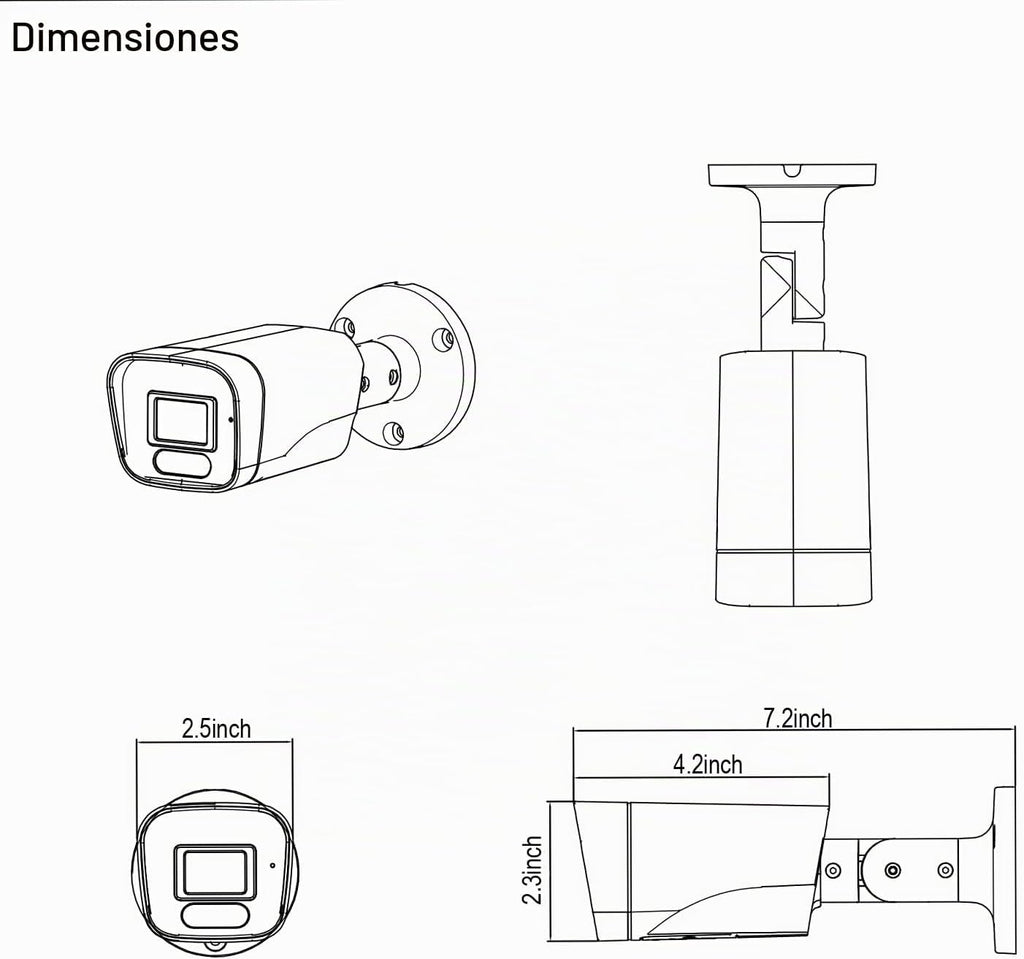Cámara analógica de seguridad CCTV Bullet TVI de 5 MP, lente de 2.8...