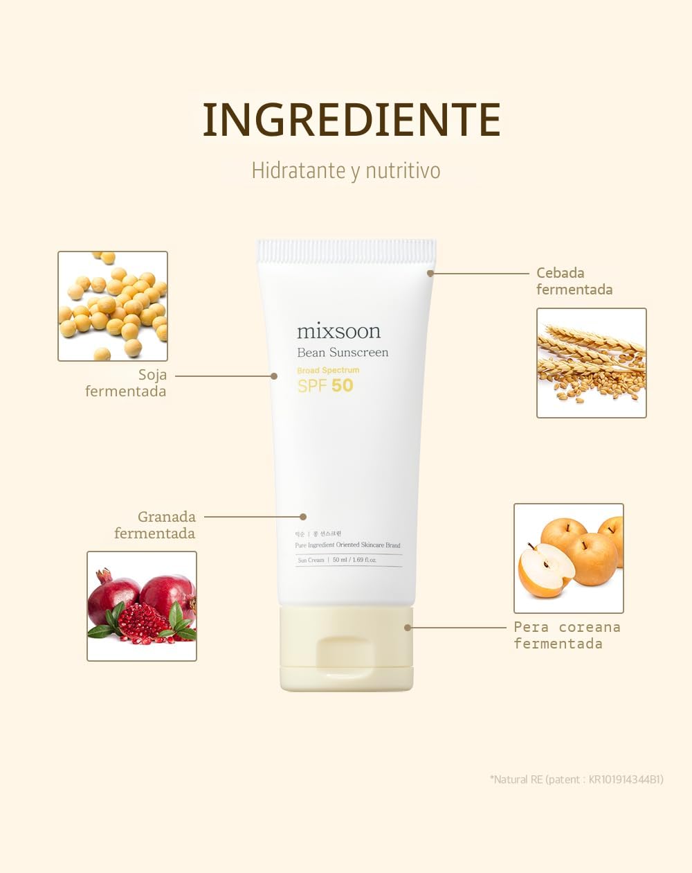 mixsoon Protector solar de frijoles, textura ligera y aireada SPF 5...