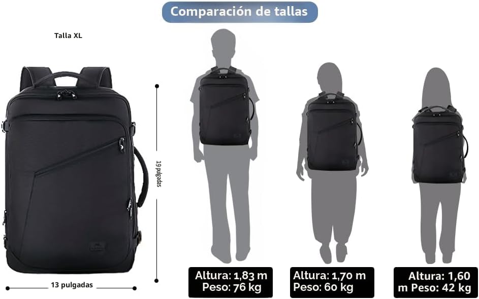 MATEIN Mochila de Mano, Mochila de Viaje Extra Grande Expandible Ap...