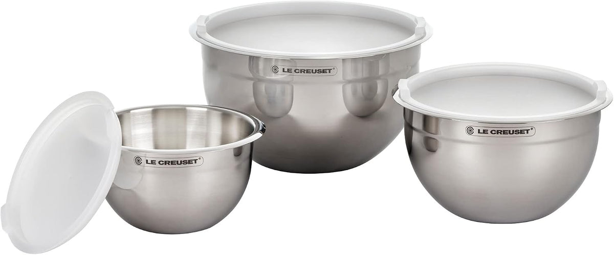 Le Creuset Juego de 3 cuencos de mezcla anidados con base de silico...