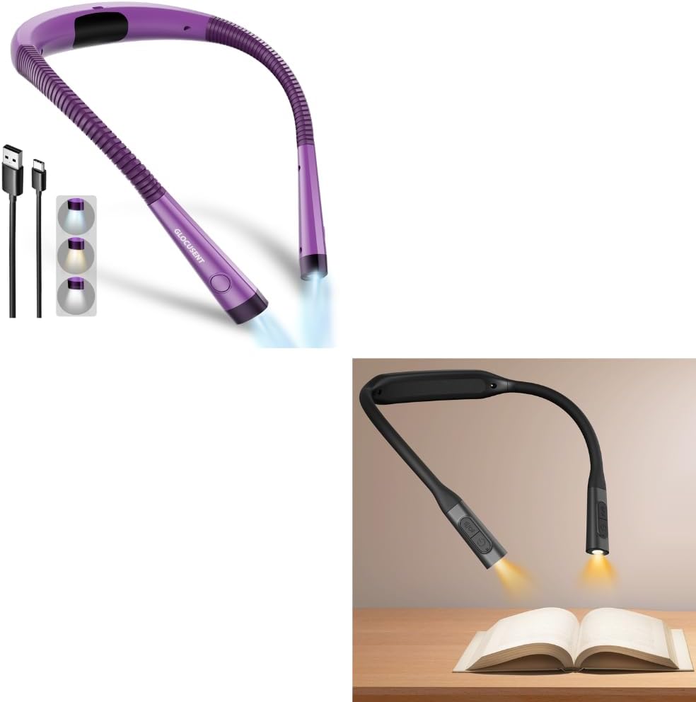 Glocusent 1 paquete de luz de libro 1 paquete de luz ergonómica par...