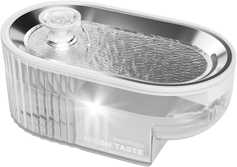 Fuente de agua para gatos PAPIFEED + Bandeja de acero inoxidable (E...