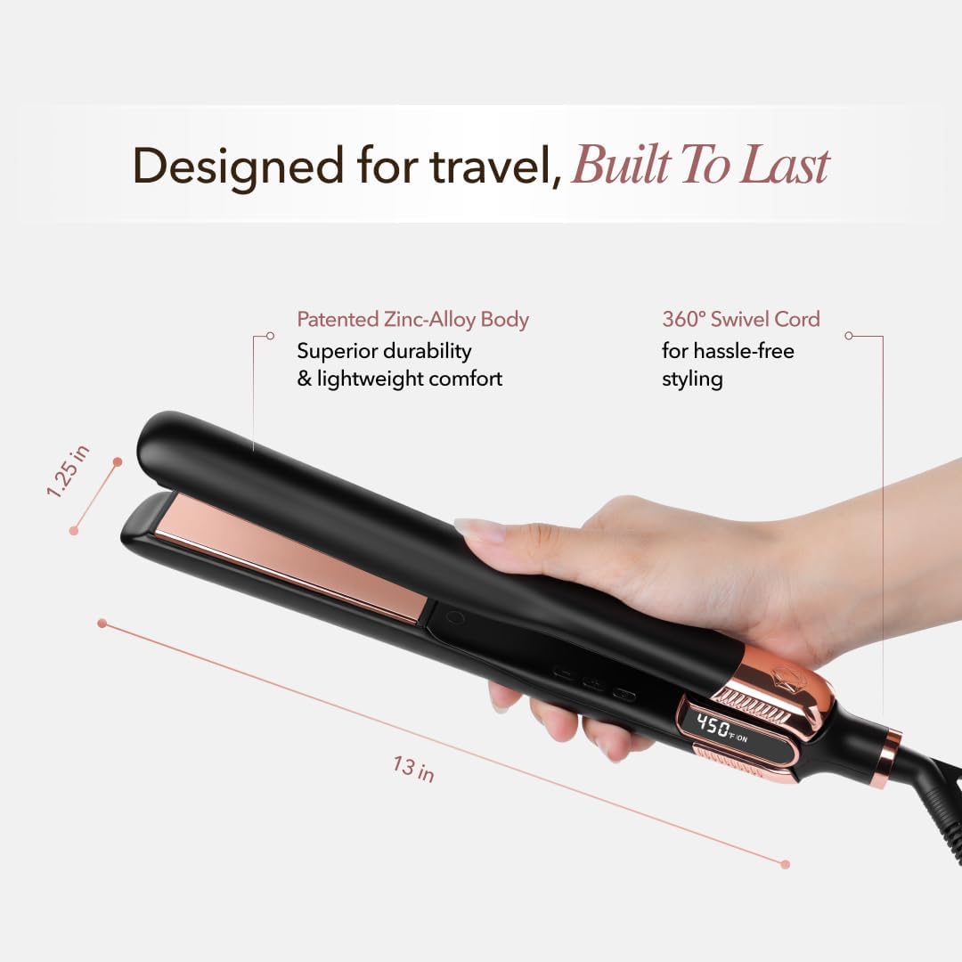 Plancha de pelo con plancha plana SRILabs StyleQ y terapia de luz r...