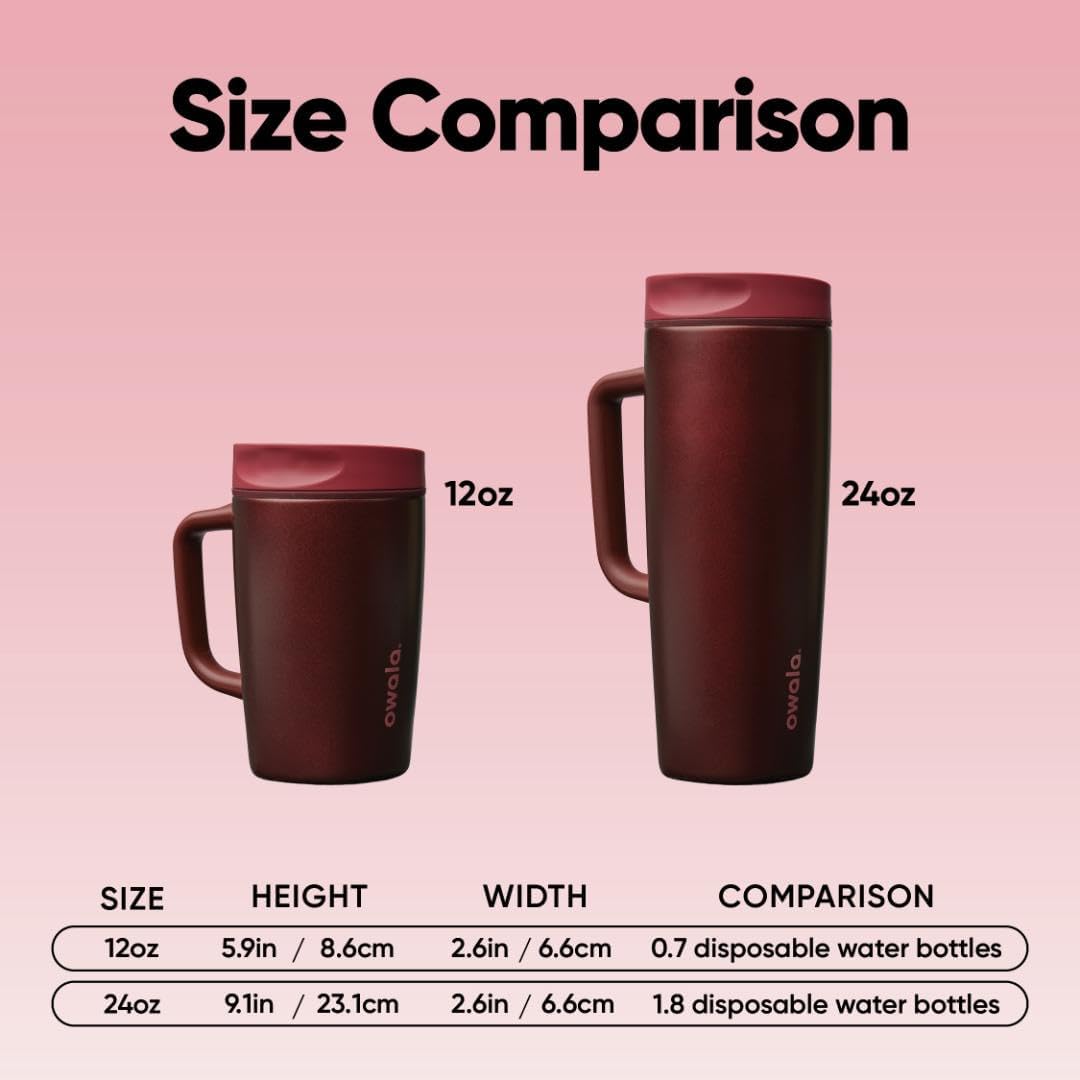 Owala SmoothSip Slider - Taza de viaje aislada de acero inoxidable...
