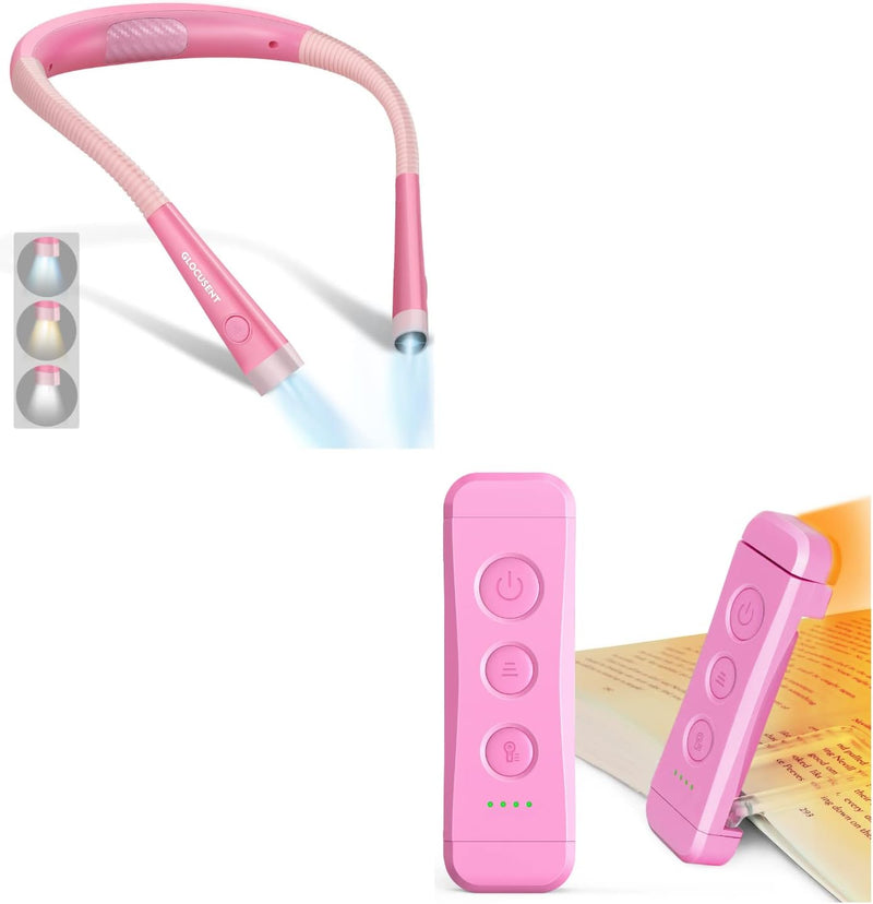 Glocusent Luz de libro, luz de cuello flexible, luz de libro para l...