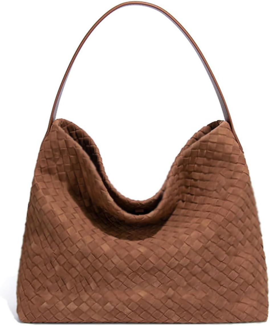 Bolso de hombro tejido para mujer, de piel sintética, con asa super...