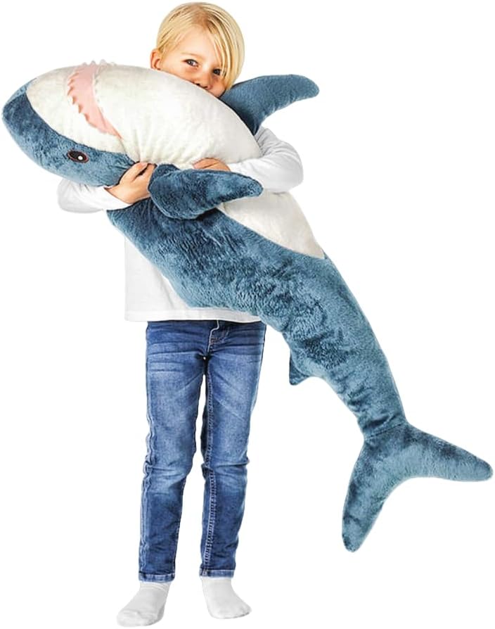 XIYUAN Juguete de peluche de tiburón de 39.3 pulgadas, tiburón giga...