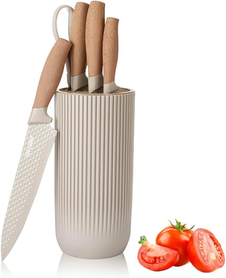 Wiztoynia - Juego de cuchillos de cocina de 6 piezas color caqui pa...