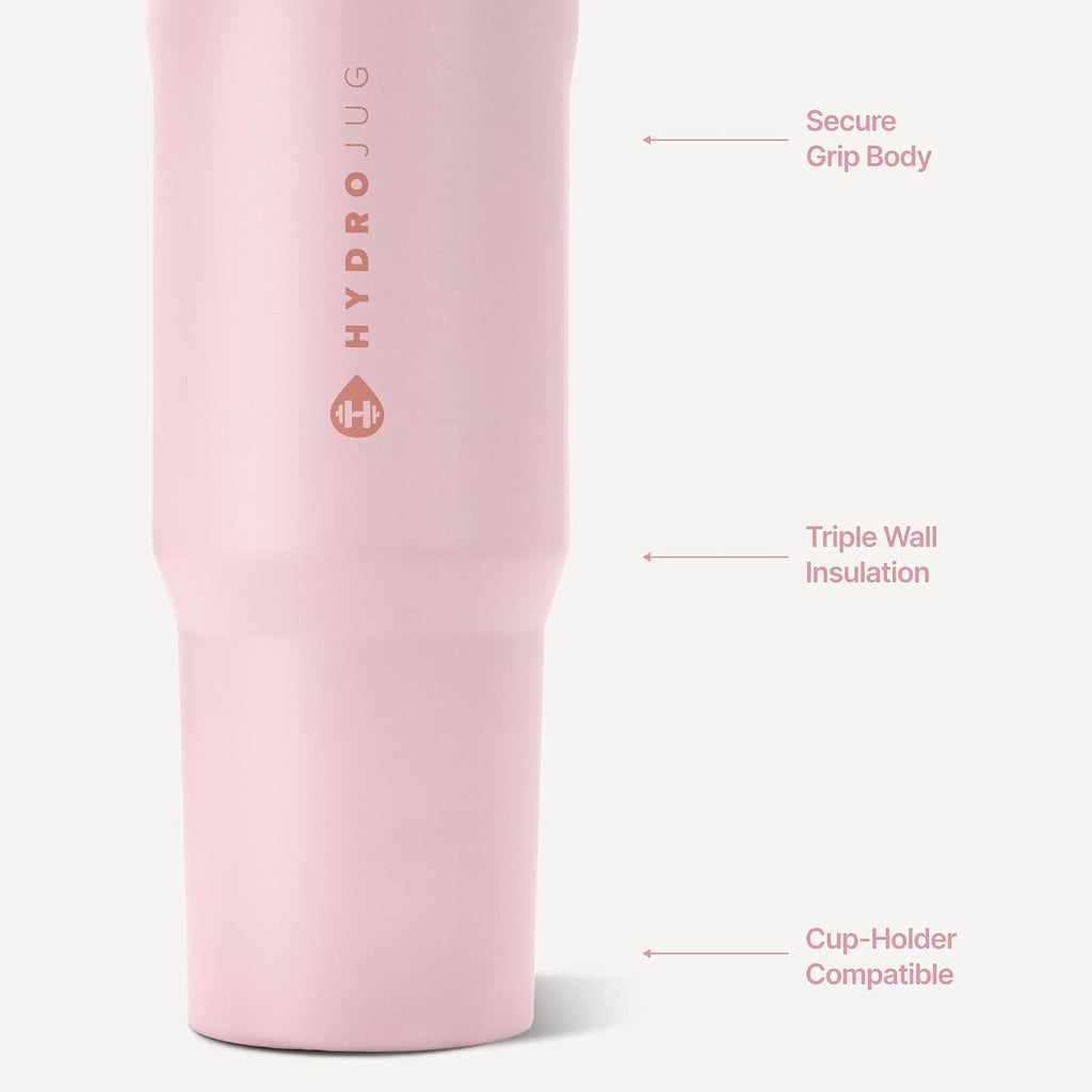 HydroJug Sport Botella de acero inoxidable con popote, aislada al v...