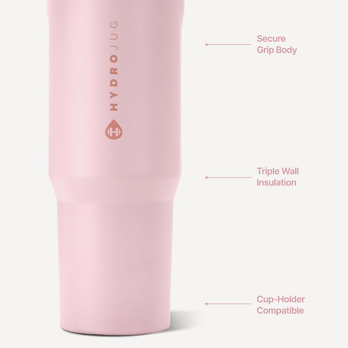 HydroJug Sport Botella de acero inoxidable con popote, aislada al v...