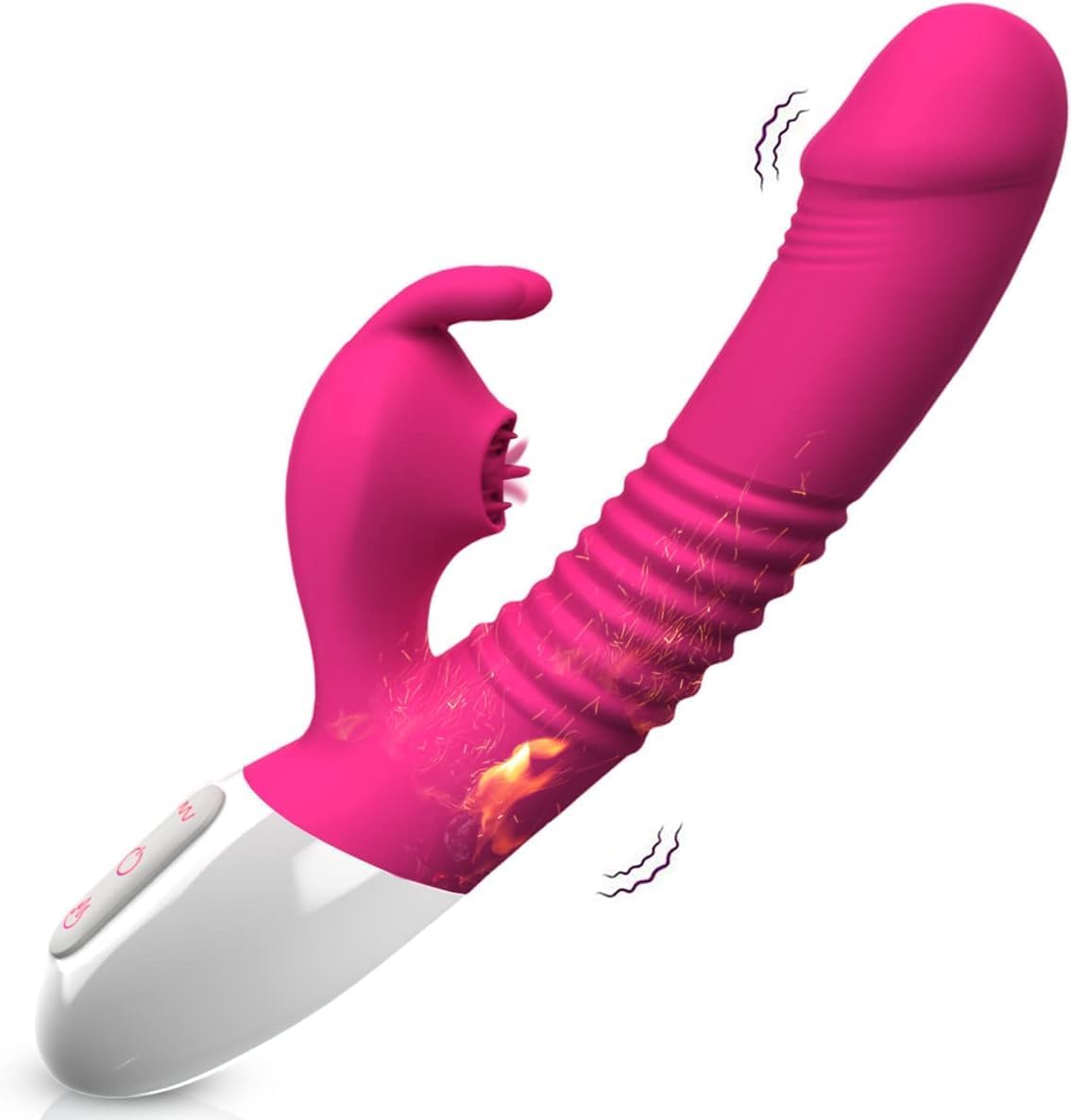 Juego de juguetes de placer con orejas de conejo rosadas, motor dua...