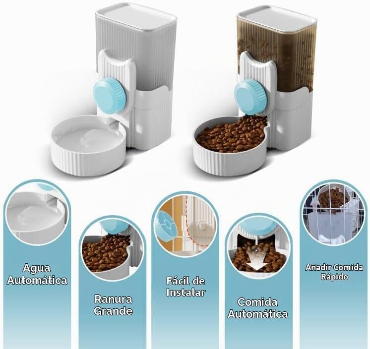 Jaula colgante Auto Pet Food Bowl dispensador de botella de agua, 1...
