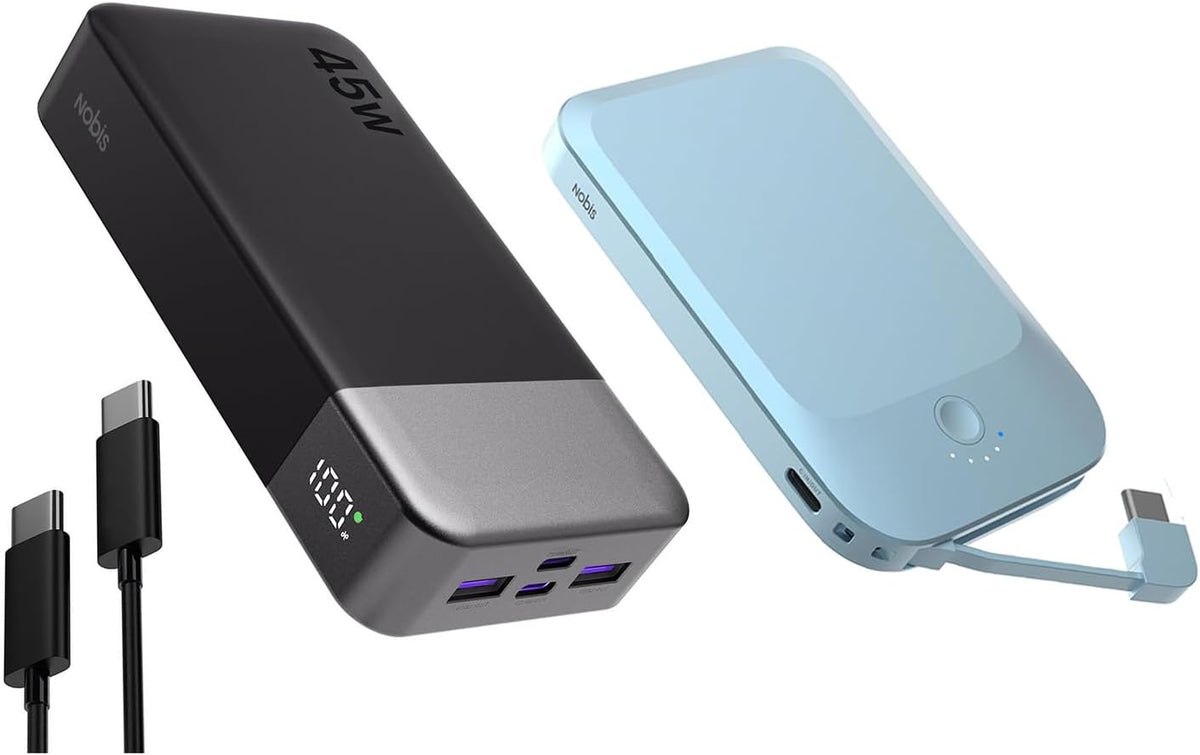 NOBIS Cargador portátil, banco de energía de 45 W 20000 mAh y banco...