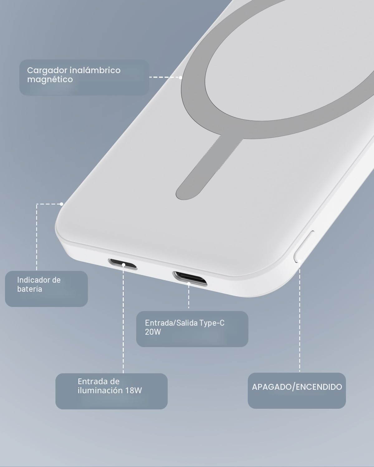 podoru para MagSafe Power Bank 5000mAh, cargador portátil magnético...