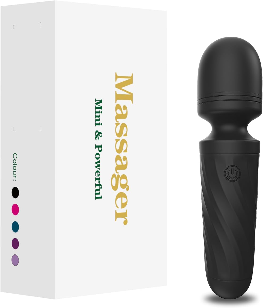 KINGWAND - Mini varita masajeadora impermeable, 10 vibraciones (negro)