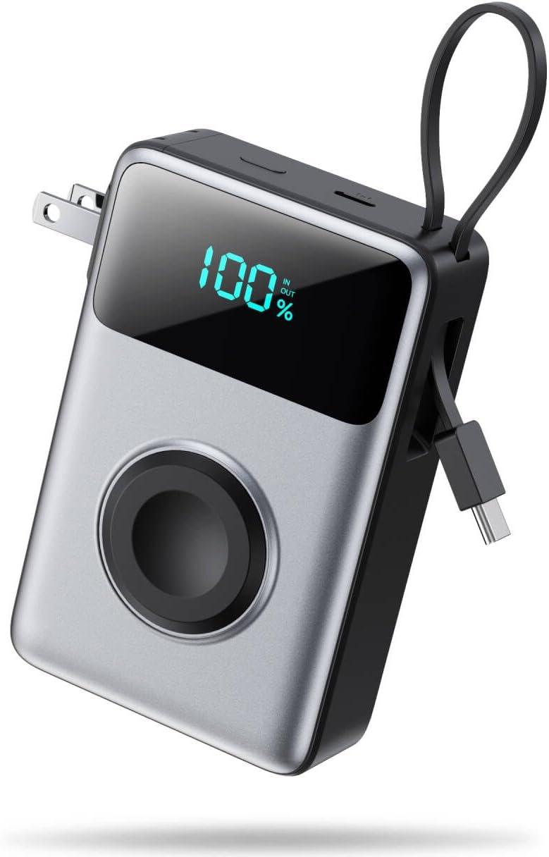 Cargador portátil de 60800 mAh con 3 cables integrados, 25 W PD QC4...