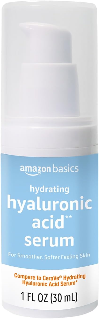Amazon Basics Suero hidratante de ácido hialurónico con ceramidas e...