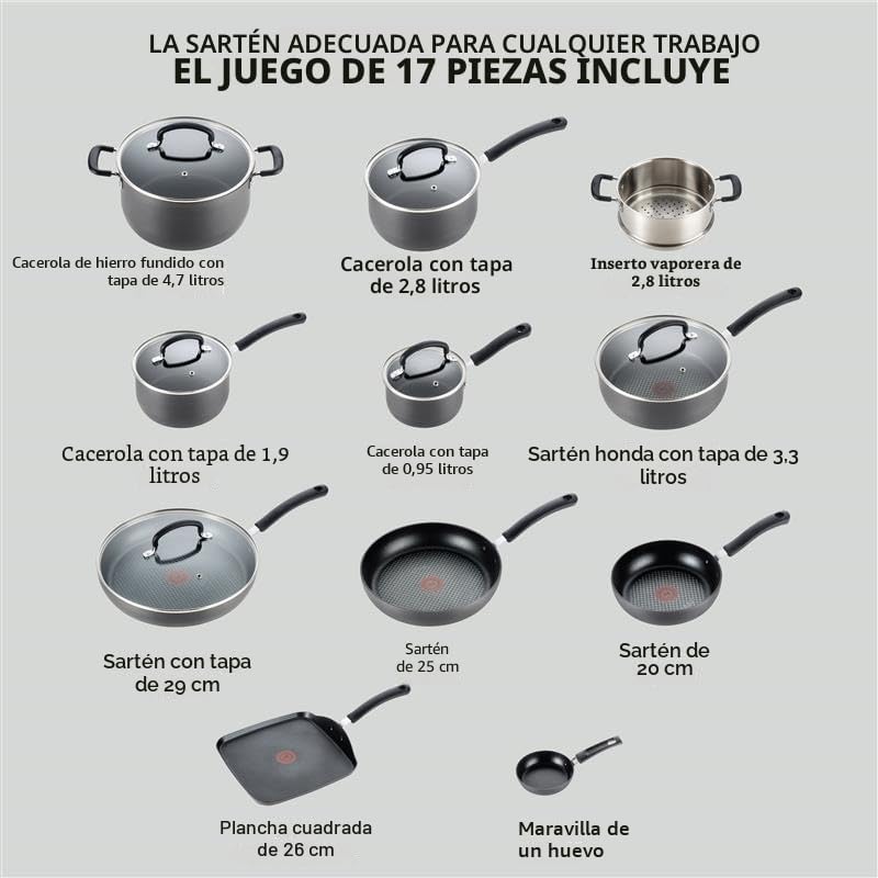 T-Fal Ultimate - Juego de utensilios de cocina anodizados y antiadh...