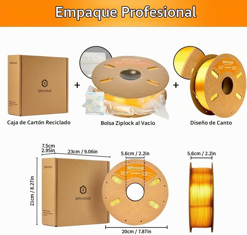 ERYONE Filamento de seda PLA+ de 0.07 in, brillante para impresora...