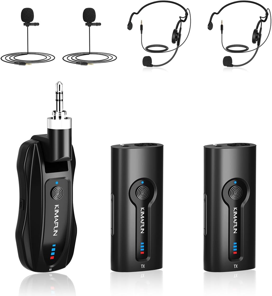 KIMAFUN Micrófono Lavalier inalámbrico 2,4G, micrófonos de solapa m...