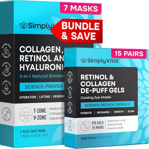 Máscaras faciales de colágeno y parches para debajo de los ojos con...