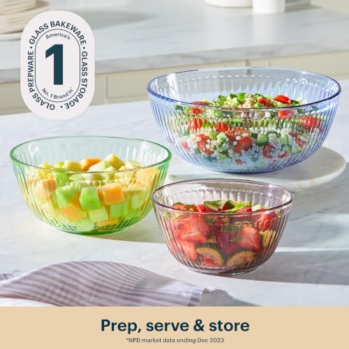 Pyrex Colores tintados (paquete de 3) cuencos para mezclar de vidri...