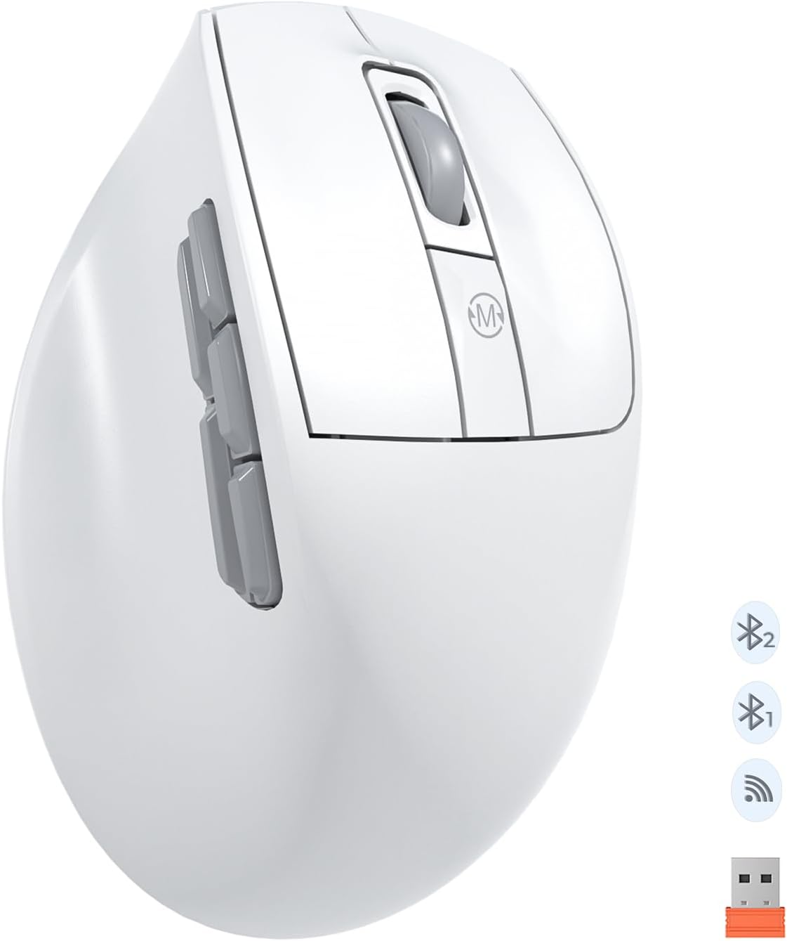 MEETION Ratón inalámbrico ergonómico, 5 botones laterales, modo dua...