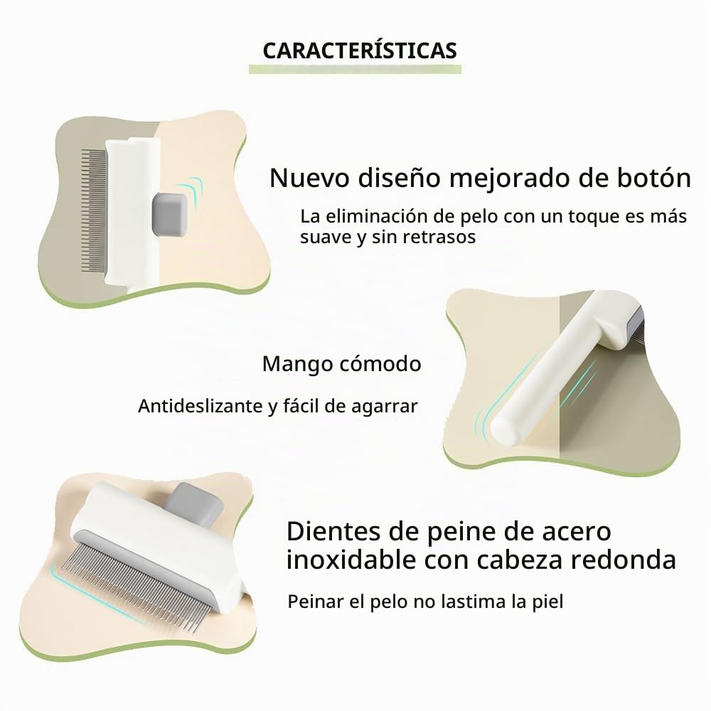 Marchul Juego de 2 peines autolimpiantes para mascotas, cepillo de...
