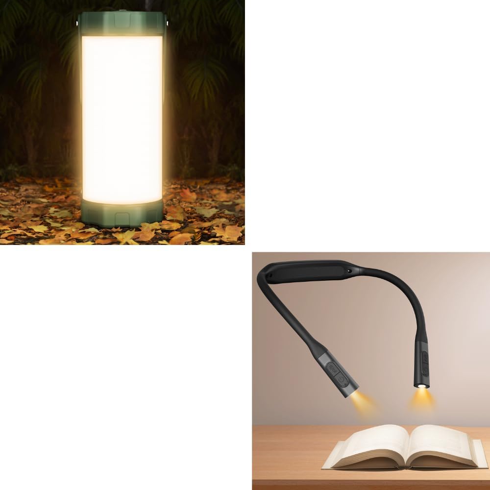 Glocusent 1 paquete de linterna LED recargable para campamento, 1 p...