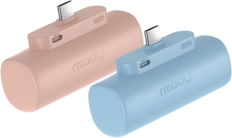 Miady Paquete de 2 mini cargadores portátiles incorporados USB C co...