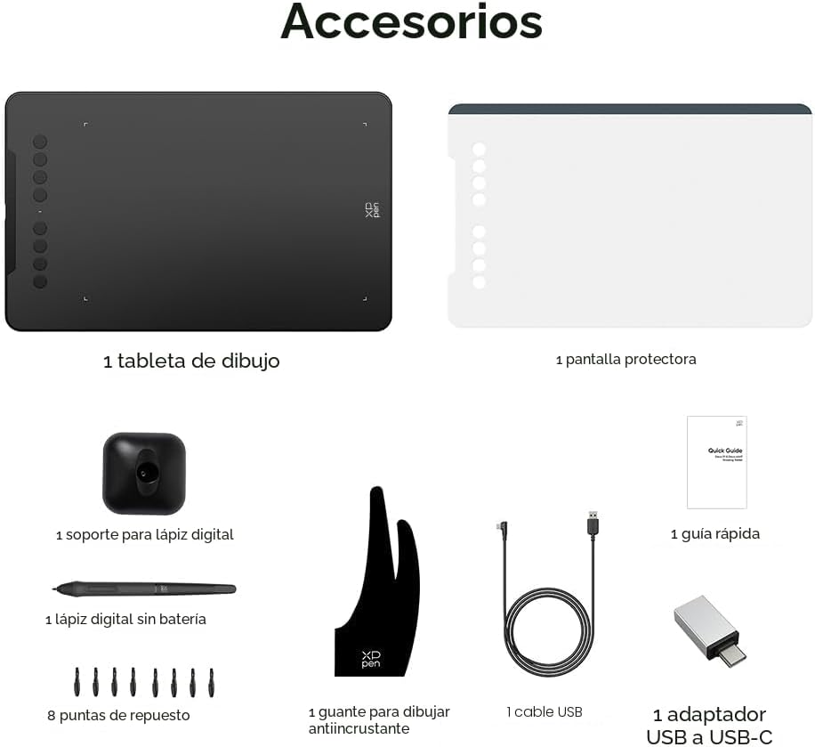 XPPen - Tableta de dibujo Deco 01 V3 actualizada, 16384 niveles de...