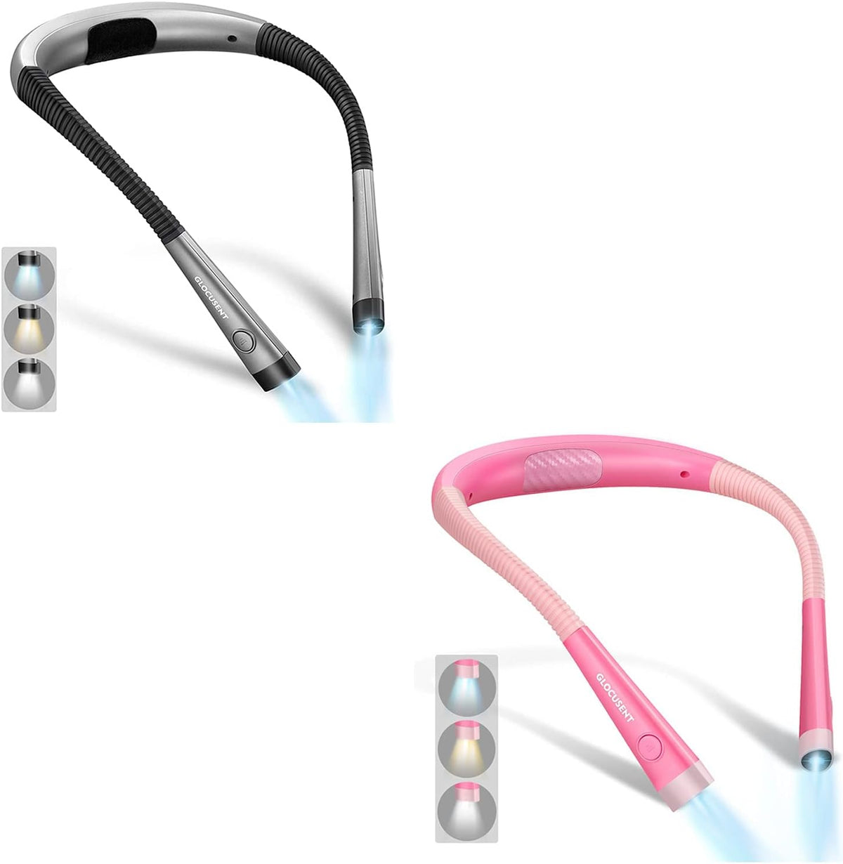 Glocusent Luz LED de lectura para el cuello, luz de libro para leer...