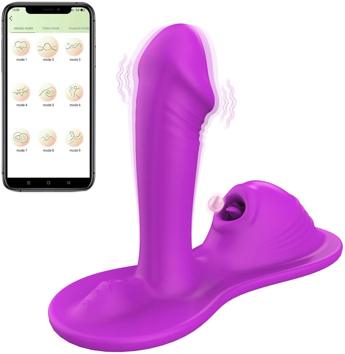 APP Control Cojín de Lujo Potente 9 Modos de Silicona Realista Jugu...