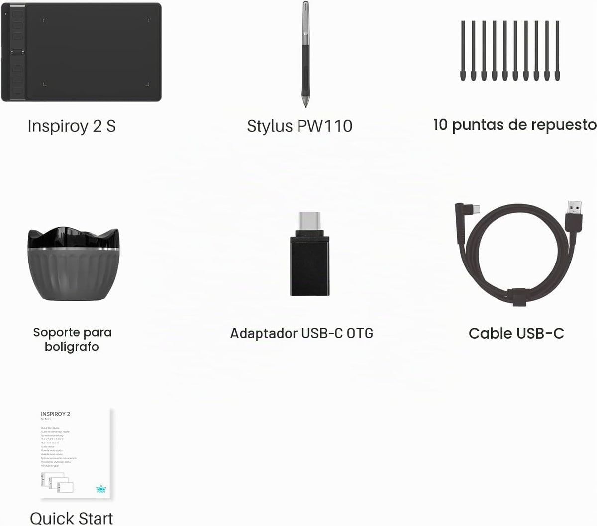 HUION Inspiroy 2 Tableta de dibujo pequeña con rueda de desplazamie...