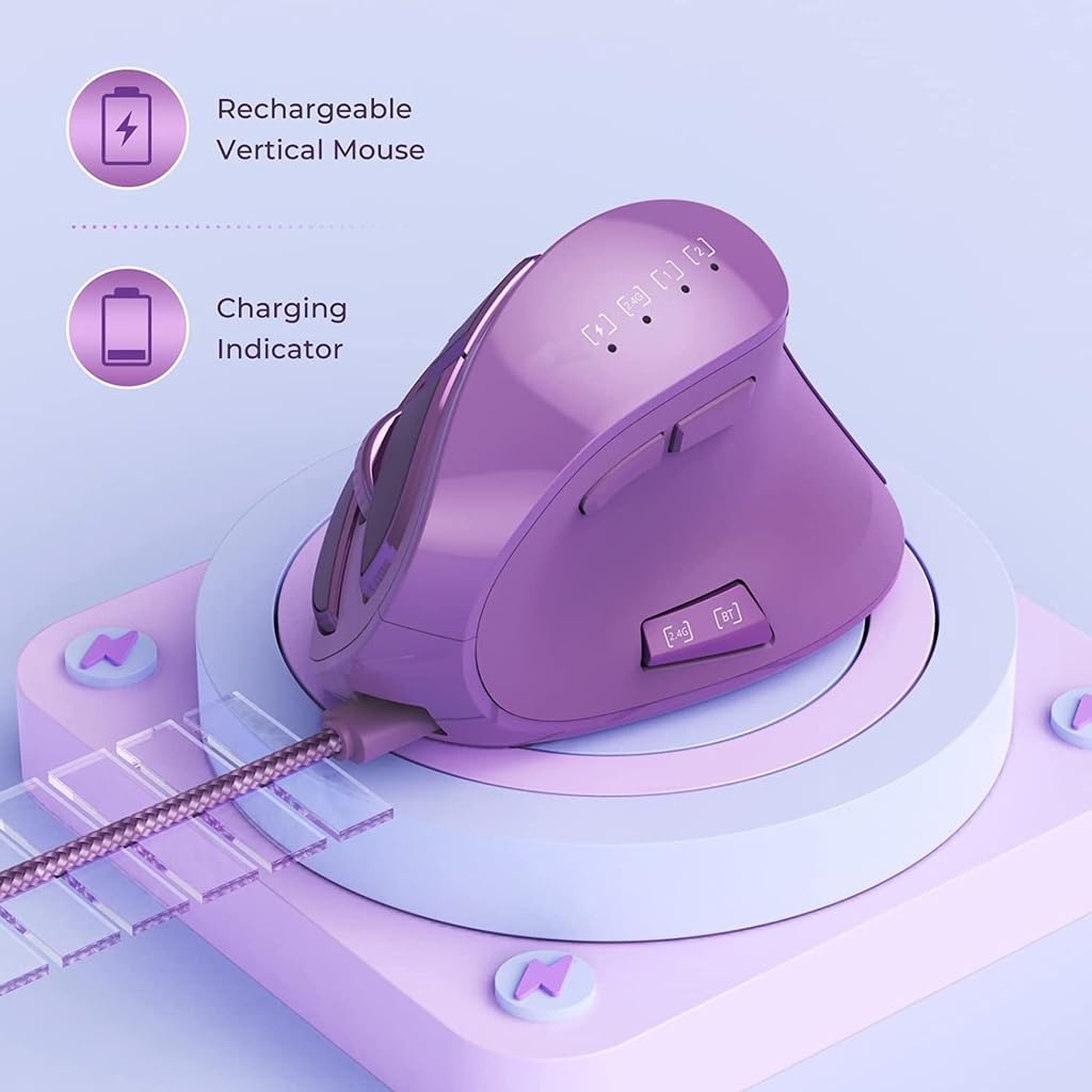 JOMAA Ratón inalámbrico ergonómico vertical, 2.4G y Bluetooth 5.0\/...