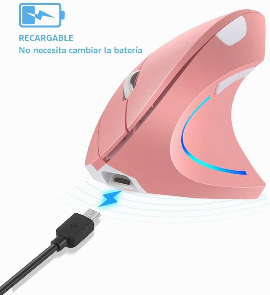 Attoe Ratón vertical, para diestros 2.4 GHz, inalámbrico, ergonómic...